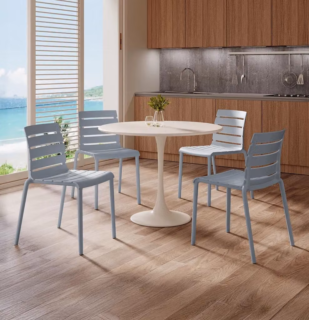 Set di 4 sedie moderne Nina in polipropilene e fibra di vetro grigio per cucina, giardino e soggiorno, impilabili e resistenti agli UV – 2