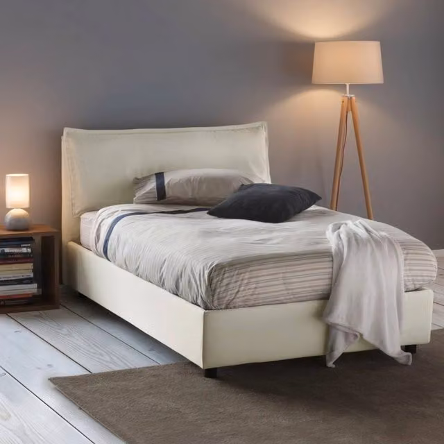 Letto Abbygale con Materasso Incluso Made in Italy, Colore Beige, L/P: 120 x 200 cm – 1