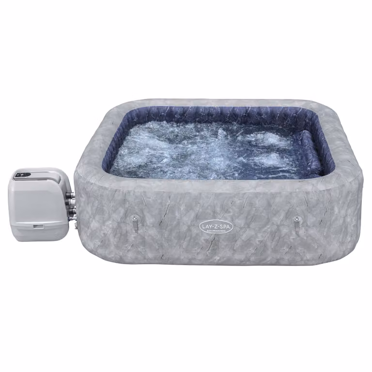 Bestway® LAY-Z-SPA® idromassaggio San Francisco HydroJet Pro™ a risparmio energetico con controllo tramite app, per 7 persone 230 x 230 x 71 cm, aspetto marmo (grigio velluto)