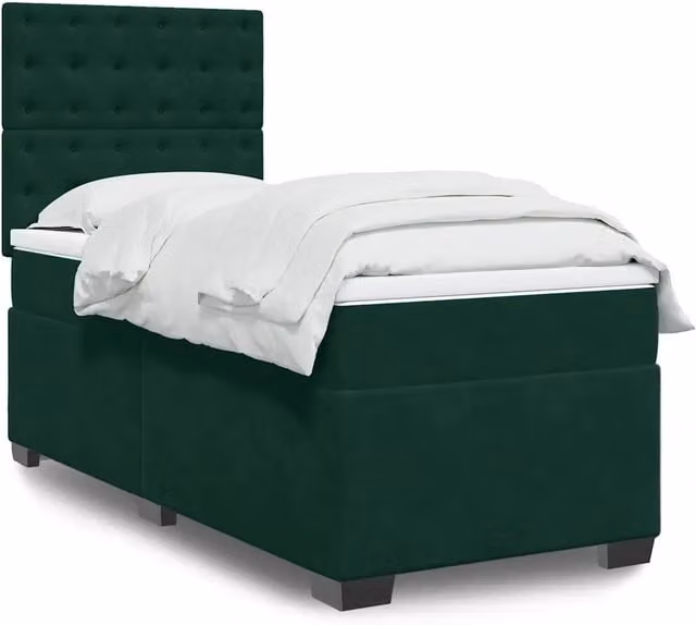 Giroletto a Molle con Materasso Verde Scuro 90x200 cm Velluto 3293125