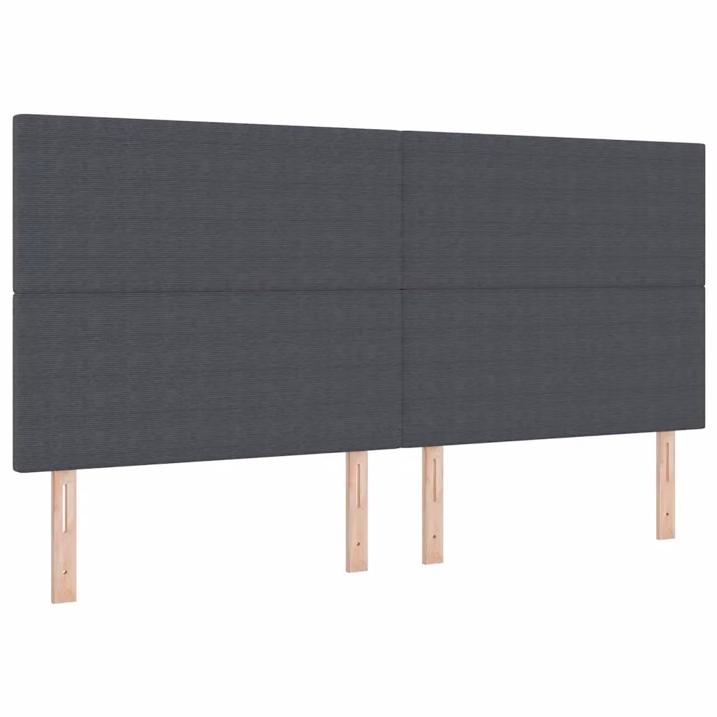 Testiera per letto moderna vidaXL in tessuto cord e legno, Grigio, L: 200 cm – 2