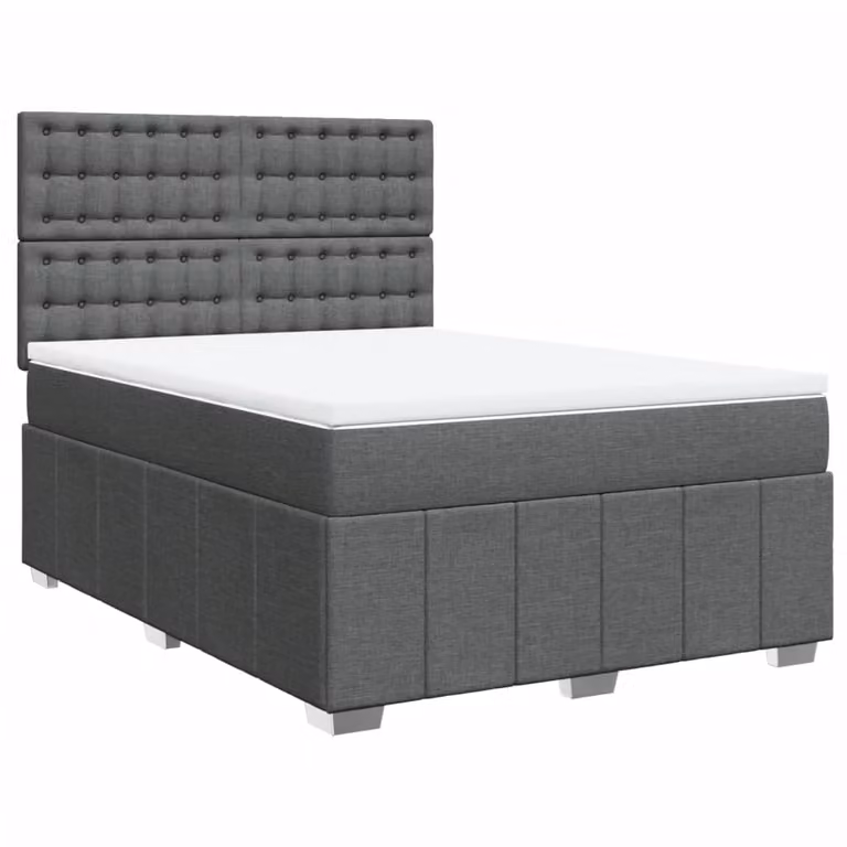 Giroletto a Molle con Materasso Grigio Scuro 160x200 cm Tessuto