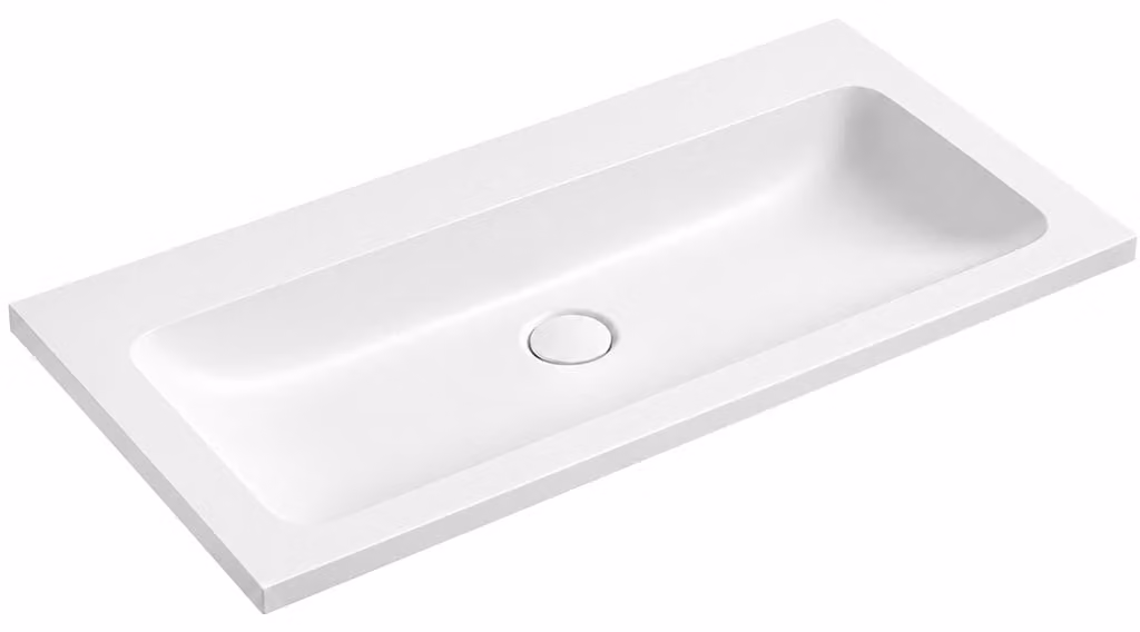 Lavabo in marmo composito Amati - senza troppofilo - bianco opaco - 100,8x46,8 cm