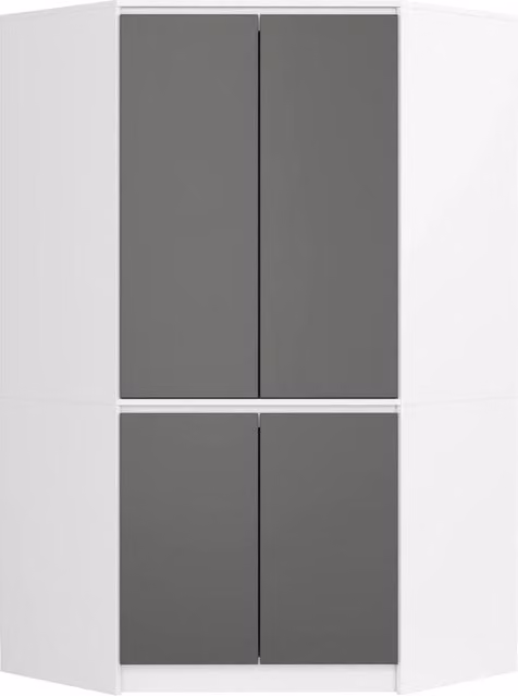 Armadio ad angolo AKORD S100 Bianca 100 cm 4 ante inserto frontale Grigia Grafite 100x50x180 cm
