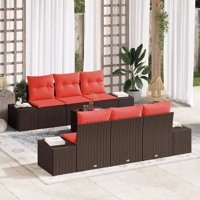 Set Divano da Giardino 7 pz Marrone polyrattan 3346954
