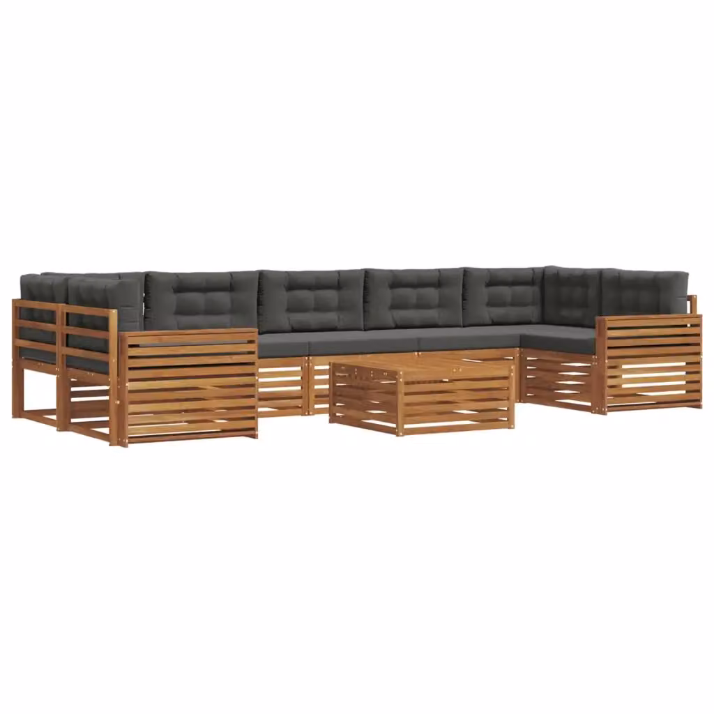 Set di divani da esterno a L vidaXL in legno di acacia con cuscini, beige e antracite – 2