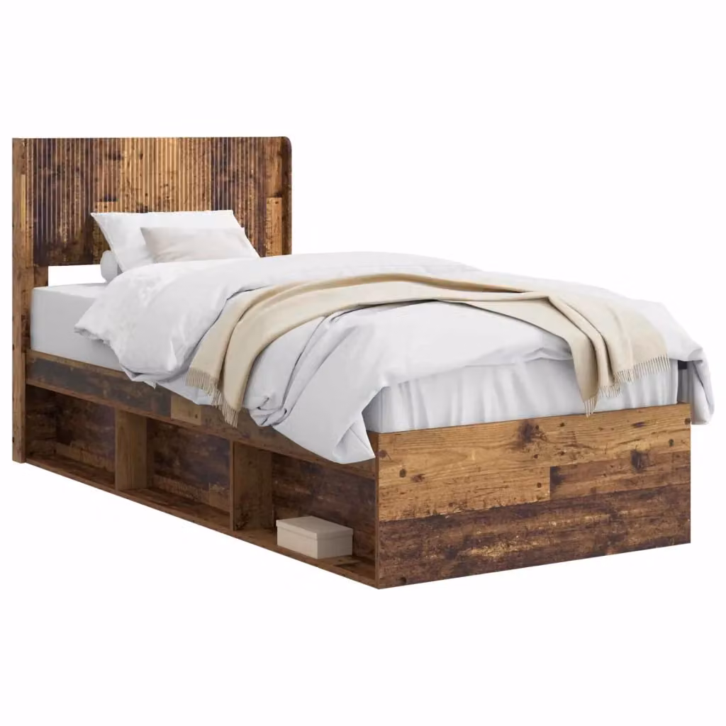 Letto con contenitore e testata vidaXL in legno color marrone L: 140 cm, P: 203 cm, H: 105 cm – 2