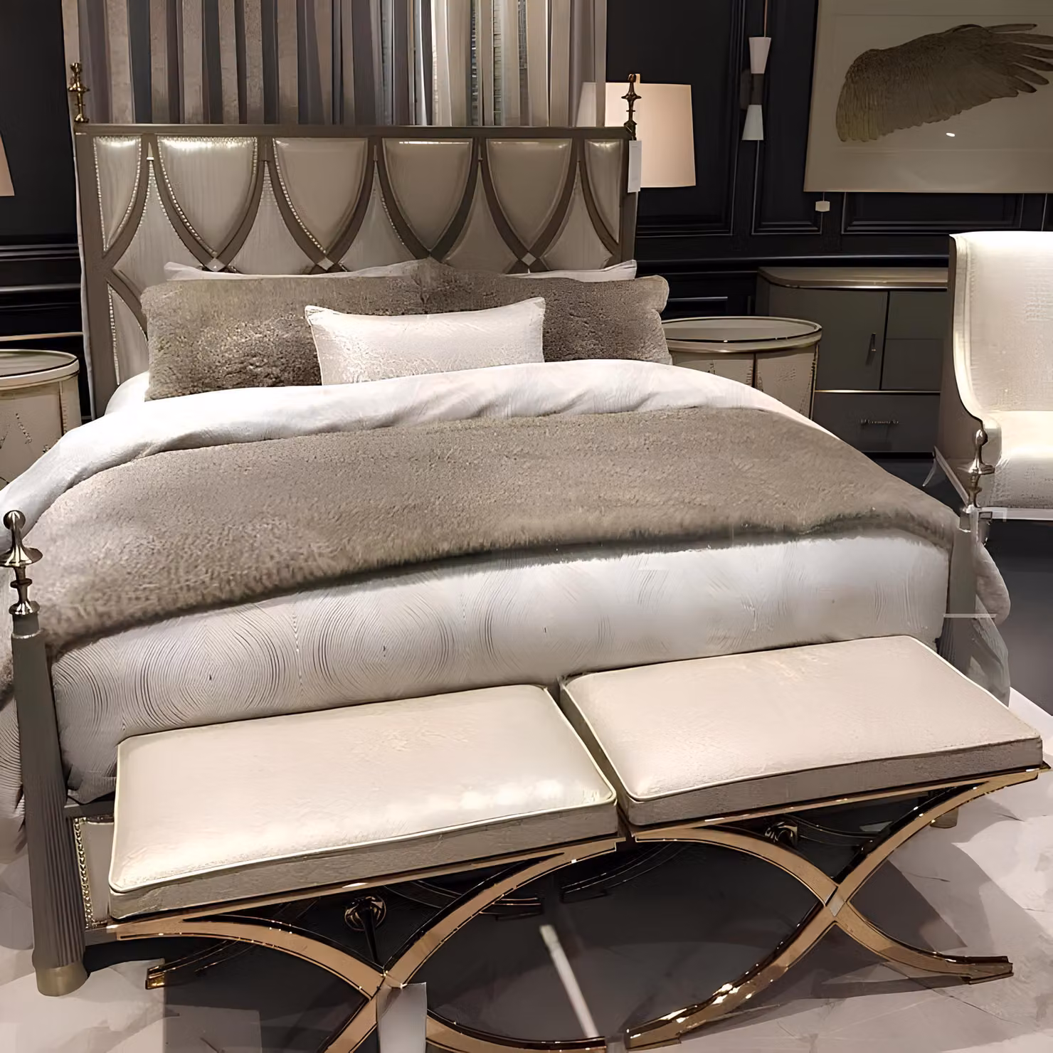 Klassisch Doppelbett Bett Ehebett Design Luxus Betten Modern Stil 180x200cm