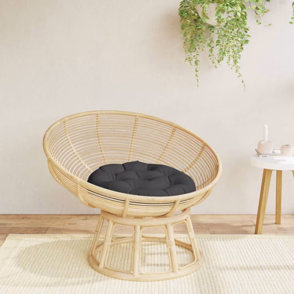 vidaXL Cuscino Rotondo Nero in Poliestere Traspirante e Idrorepellente Ø 60 cm, H: 11 cm