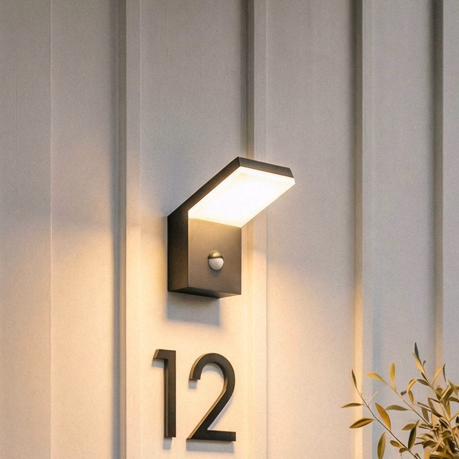 Arcchio applique da esterni LED Yolena, sensore, antracite, alluminio Yolena, Nero, Alluminio, Moderno