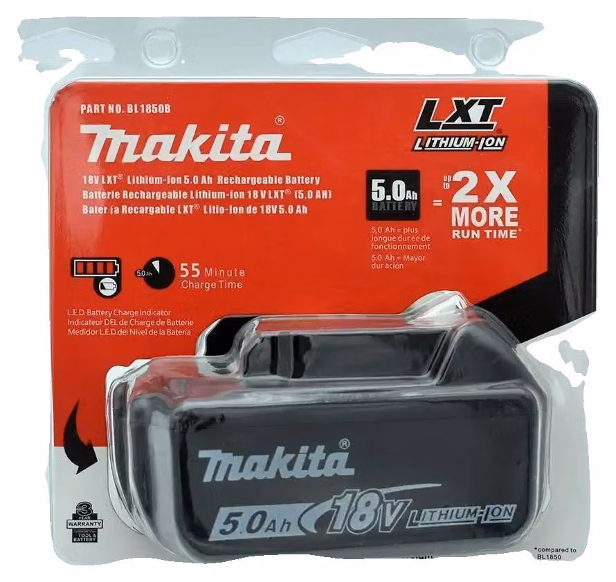 Batteria ricaricabile, capacità 6000mAh, compatibile con diversi utensili, Makita 18V 5.0Ah