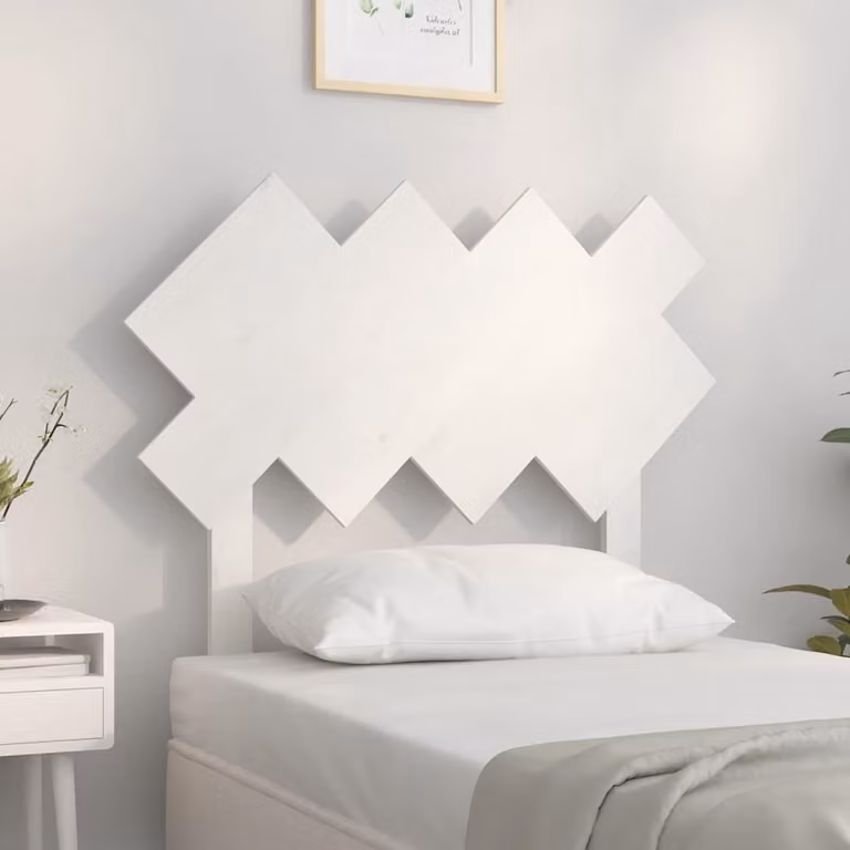 Testiera per letto vidaXL in legno massello di pino bianco, stile rustico, L 92 cm x P 3 cm x H 81 cm
