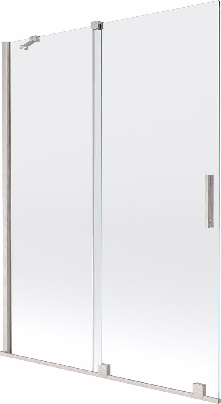 Mexen Velar paravento per vasca 2 ante scorrevoli 130 x 150 cm, trasparente, nichel spazzolato - 896-130-000-01-97