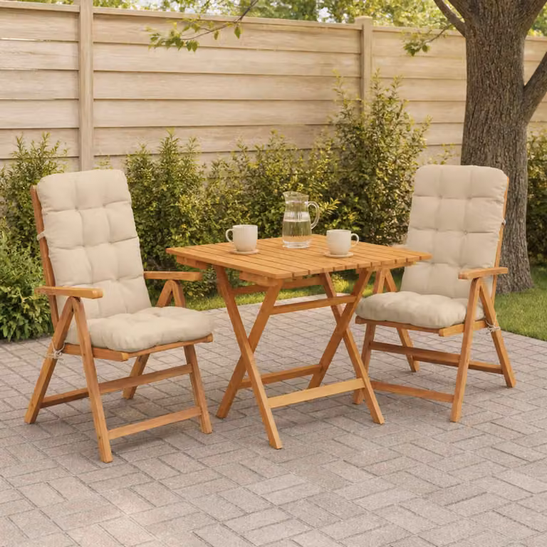 Set di 2 cuscini per sedia alta vidaXL VIANEN in poliestere, colore beige, con rivestimento rimovibile e resistente ai raggi UV