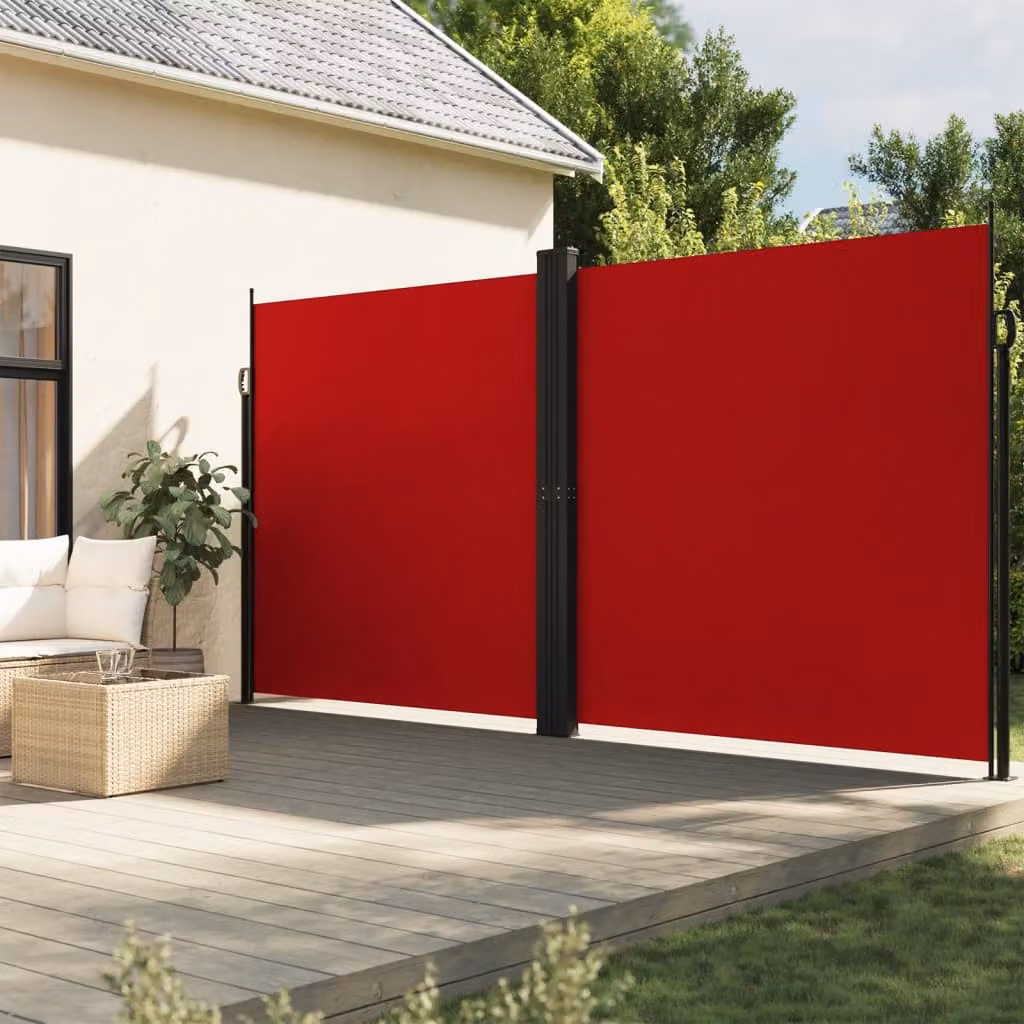 Tenda da sole laterale retrattile vidaXL in poliestere e alluminio, colore rosso, L: 1200 cm, H: 200 cm