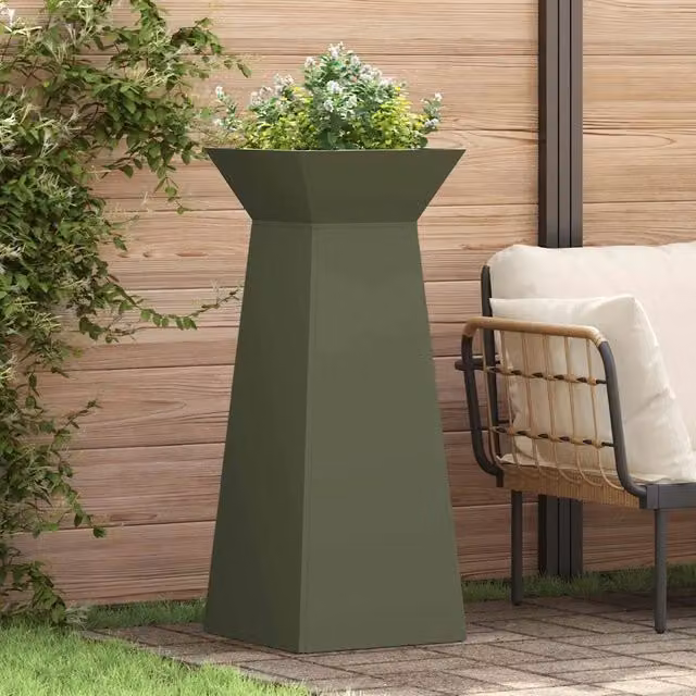 Vaso a Pilastro 2 pz-Set di 2 Fioriera da Esterno-Contenitore per Piante Oliva 40 x 40 x 100 cm
