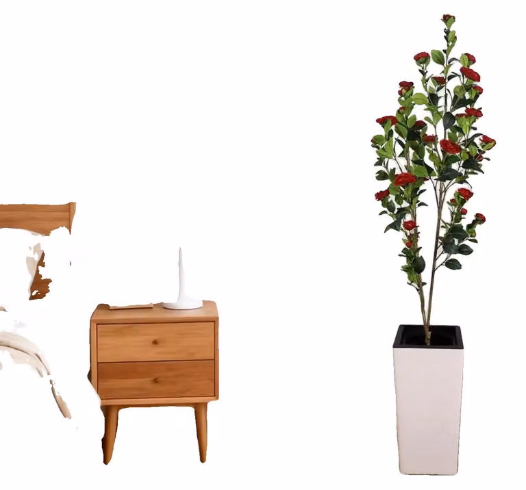 Albero di camelie artificiale, design realistico, facile da curare, colore rosso, altezza 180 cm