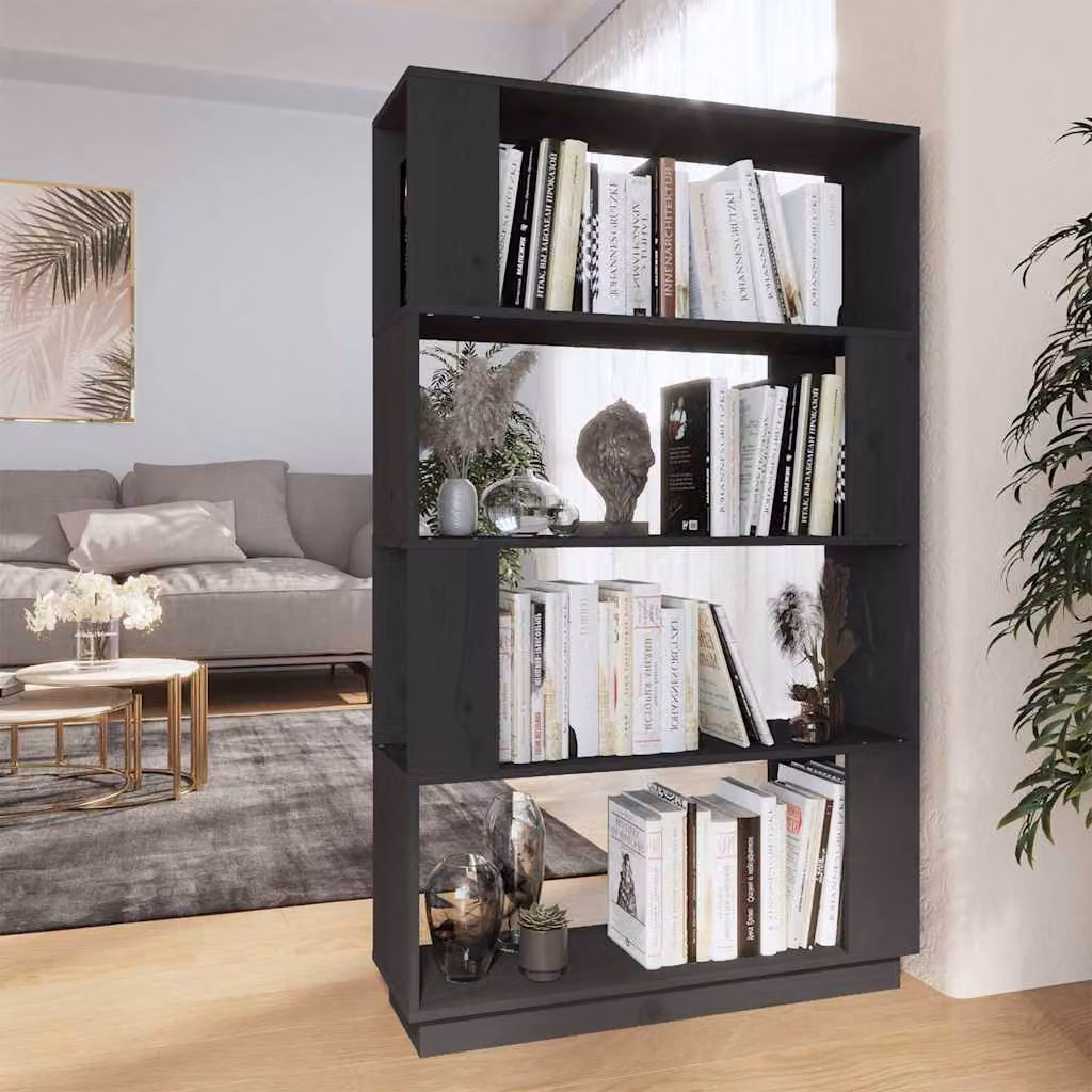 Libreria/Divisorio vidaXL in Legno di Pino Massello Grigio L: 80 cm, P: 25 cm, H: 132 cm