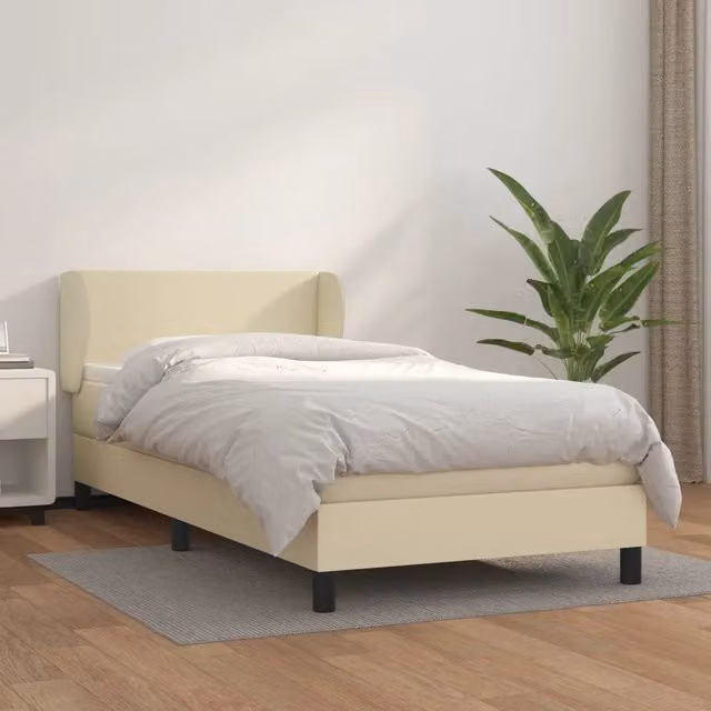 Letto a molle con materasso vidaXL in similpelle beige e bianco L/P/H: 200 x 80 x 83 cm