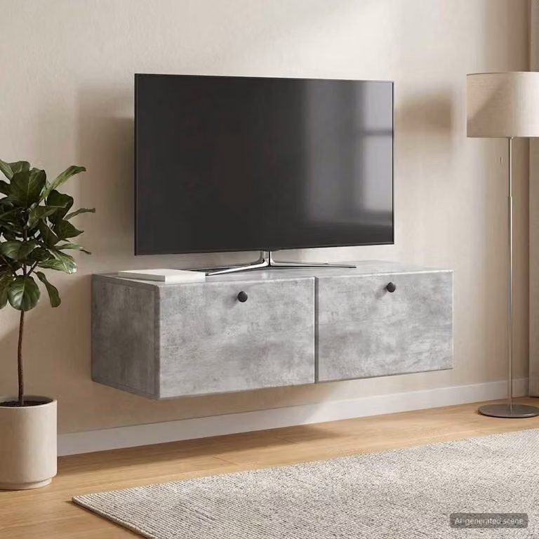 vidaXL Mobile Porta TV da Muro Moderno Grigio con Effetto Legno L: 98 cm, P: 41 cm, H: 30 cm