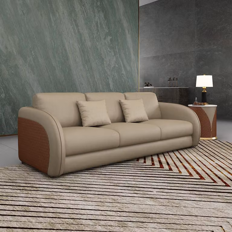 Dreisitzer Couch Polster Design Sofa Moderne 3er Sitz Sofas Zimmer Möbel Beige