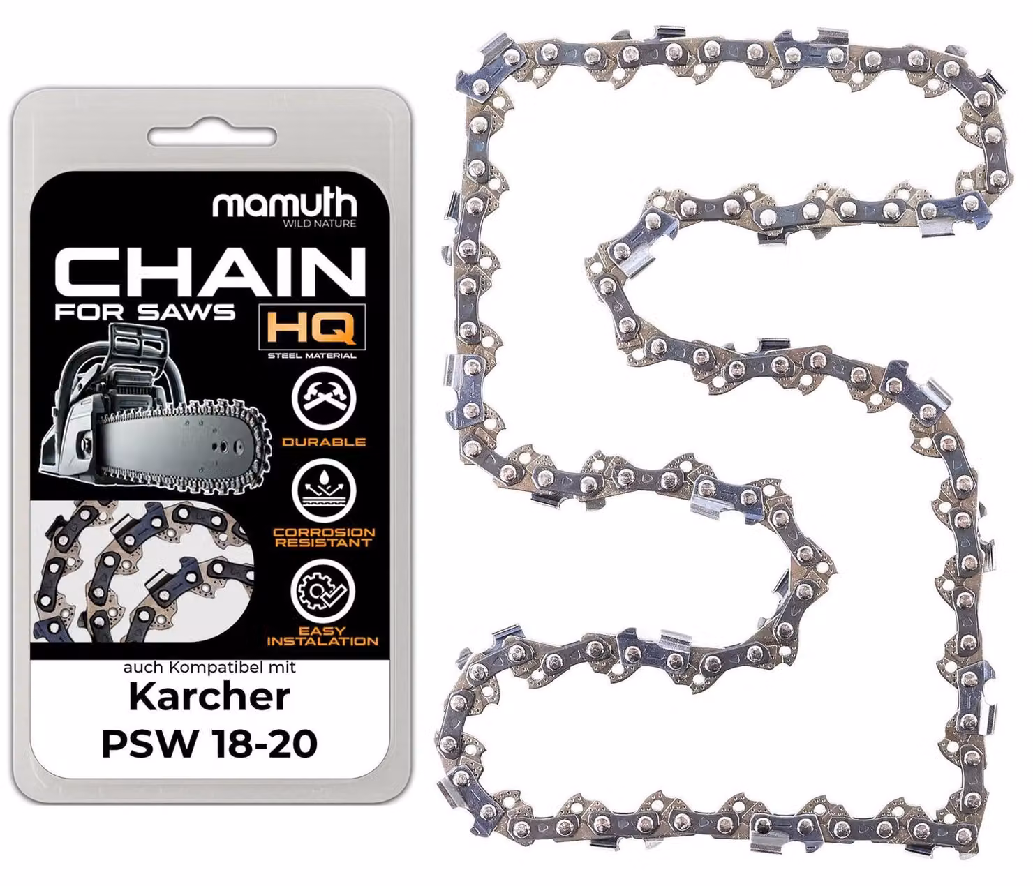 Catena per motosega, 20 cm, 1,1 mm, passo 3/8", 33TG, compatibile con Karcher PSW 18-20