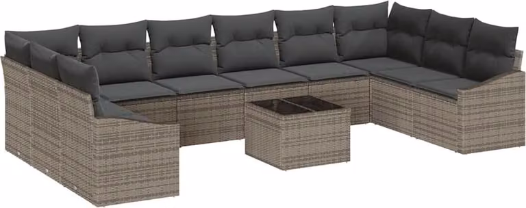 Set Divano da Giardino Grigio chiaro polyrattan