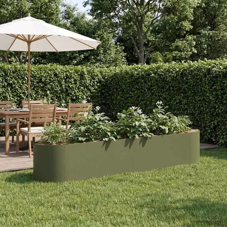 Letto rialzato da giardino vidaXL in acciaio Verde Oliva L: 220 cm, P: 40 cm, H: 40 cm