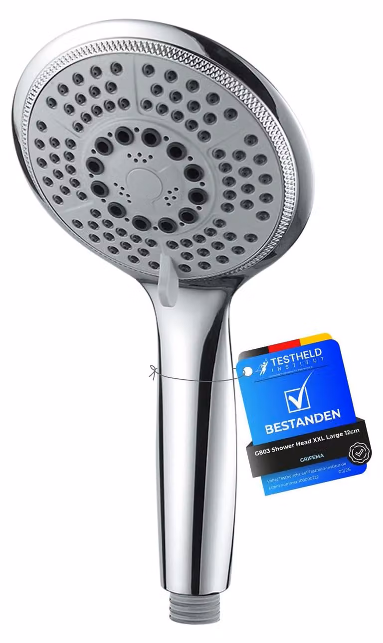 Soffione doccia a mano - Rotondo - 120 mm - 5 getti - Cromato - Rain, Shampoo, Massage, Power, Normal