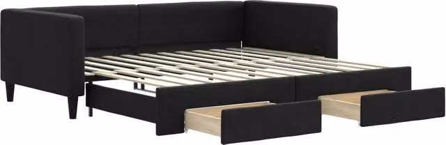 Divano letto | Sof¨¤ letto | Letto singolo Estraibile con Cassetti Nero 100x200 cm in Tessuto