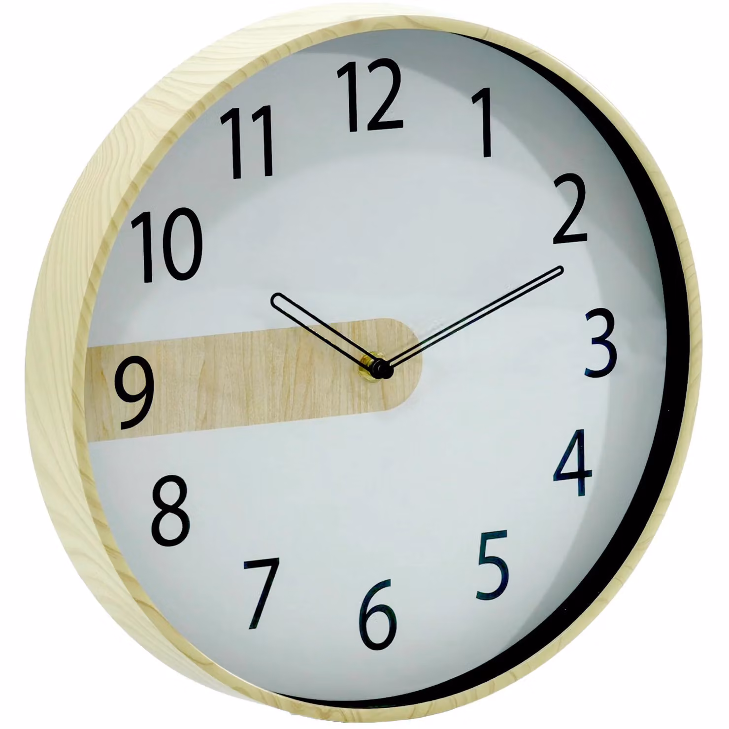 Orologio da parete analogico Dictrolux moderno con effetto legno bianco, Diametro: 30 cm