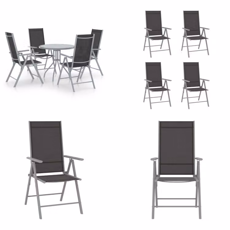vidaXL Set da pranzo da giardino 5 pezzi in alluminio e textilene argento - Set da pranzo da giardino - Set da pranzo da giardino - Set da giardino - Set da giardino