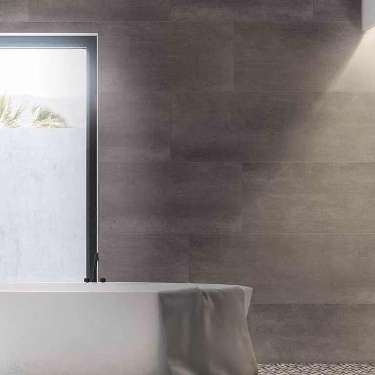 Pistrelle Murali in Materiale Composito per Pavimentazione da Bagno - 400mm x 800mm - Grigio (Brushed Grae)