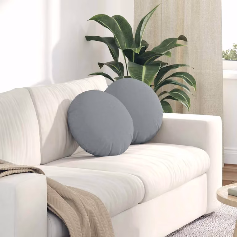 Set di 2 cuscini per seduta rotondi vidaXL in tessuto grigio, Ø 40 x 13 cm