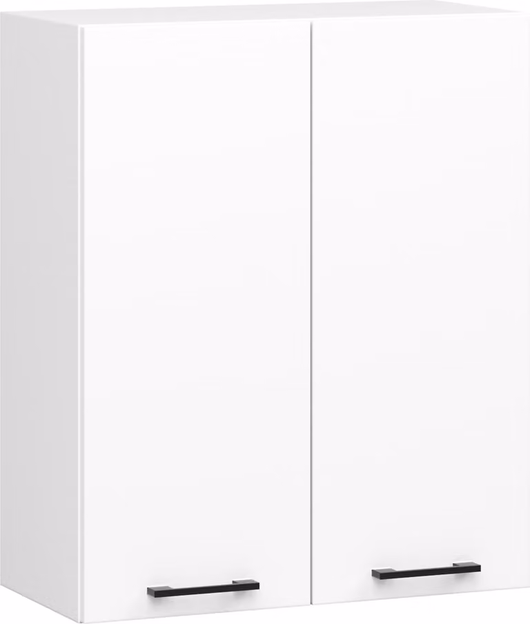 Armadio da cucina sospeso raumhirsch modello OLIWIA, 60 cm di larghezza, mobiletto a parete con 2 ante, bianco opaco, nero, altezza 72 cm