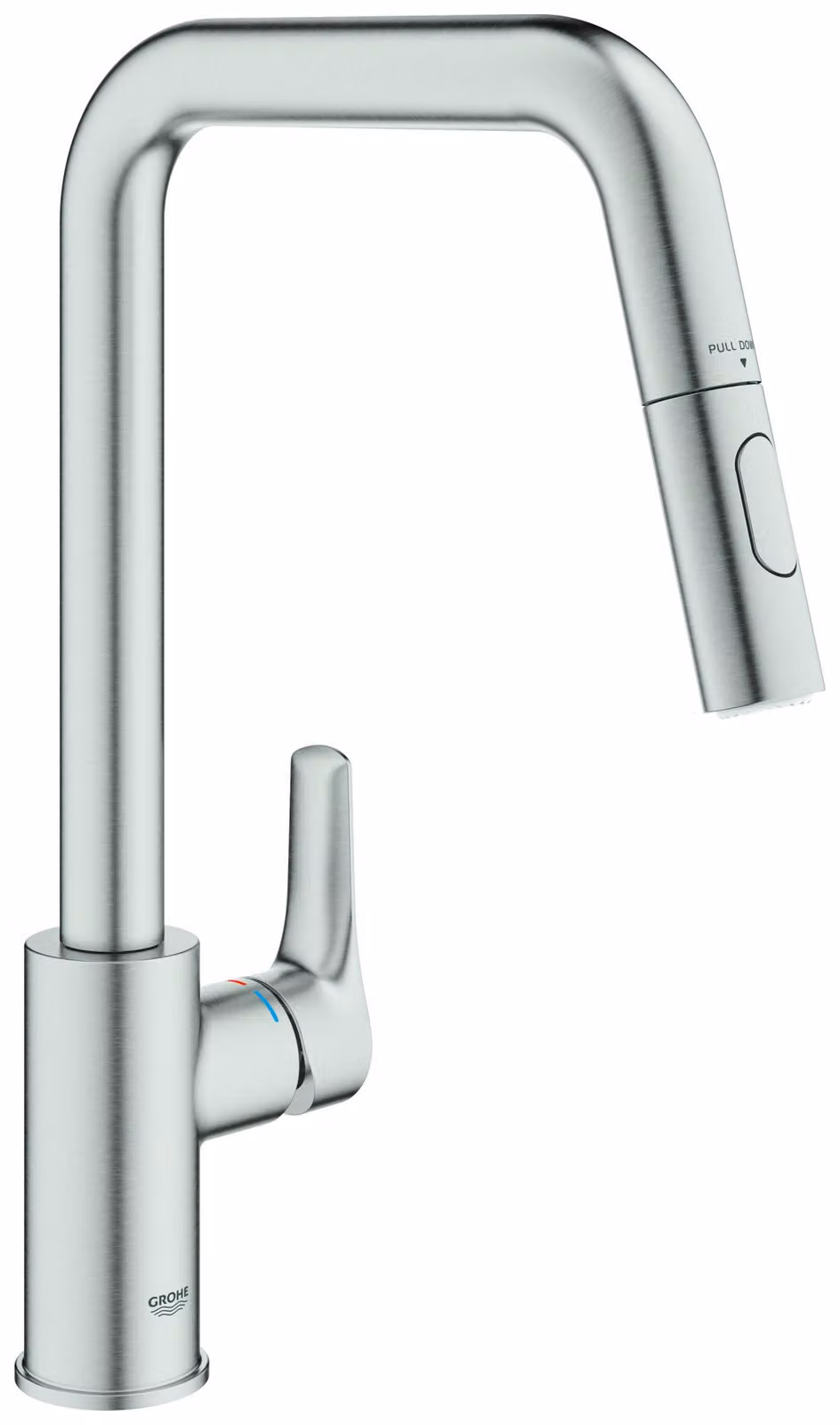 GROHE Eurosmart Mitigeur monocommandé pour évier, saillie 221mm, orientable, douchette Dual extractible, 30619DC0, 30619DC0