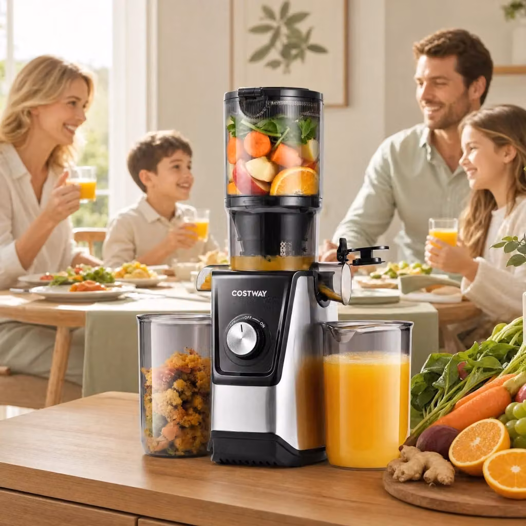 Estrattore di succo slow juicer Design In nero e argento con 160W, ampia apertura da 11 cm e funzione inversa per preservare il 99% dei nutrienti – 2