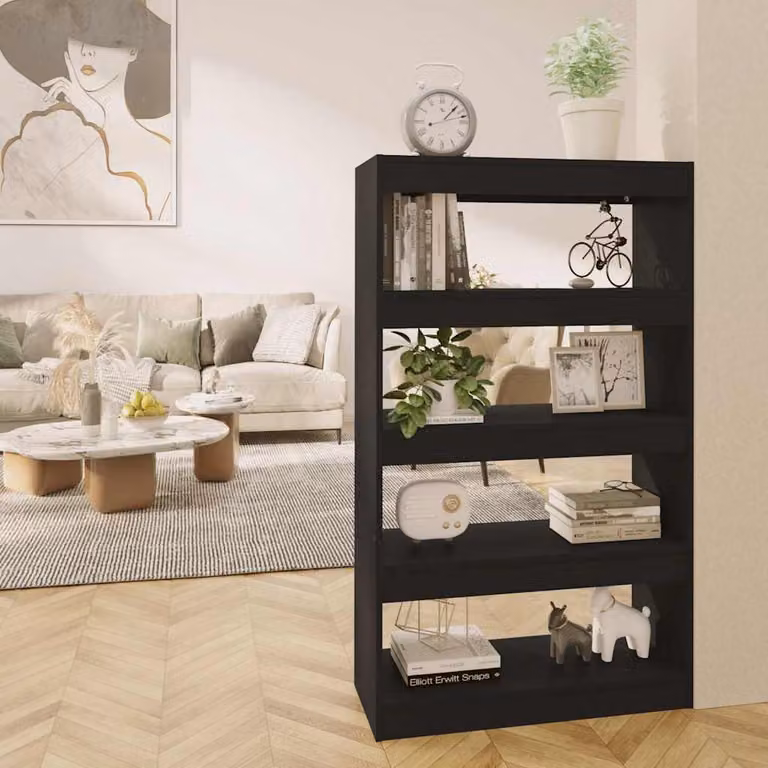 Libreria/Divisorio vidaXL Nero in MDF L: 80 cm, P: 30 cm, H: 135 cm