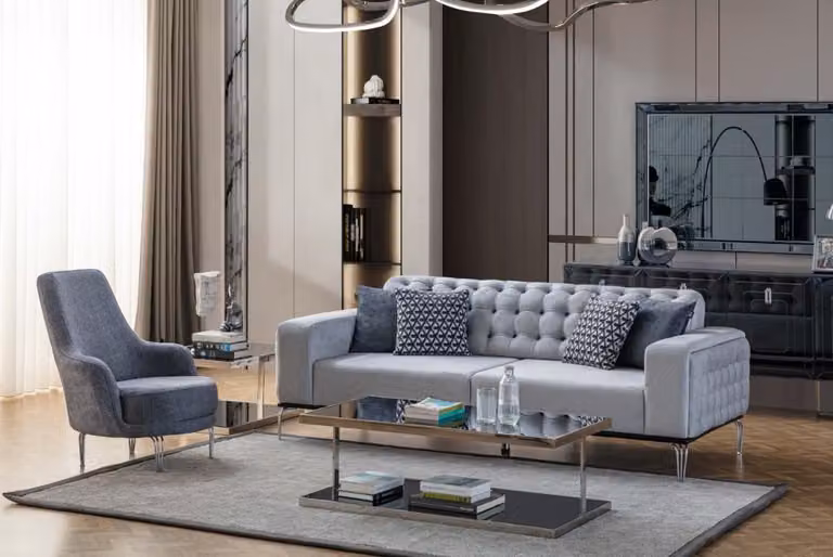 Exklusive Wohnzimmer Set von 2tlg. Sofagarnitur 3 Sitzer und Sessel