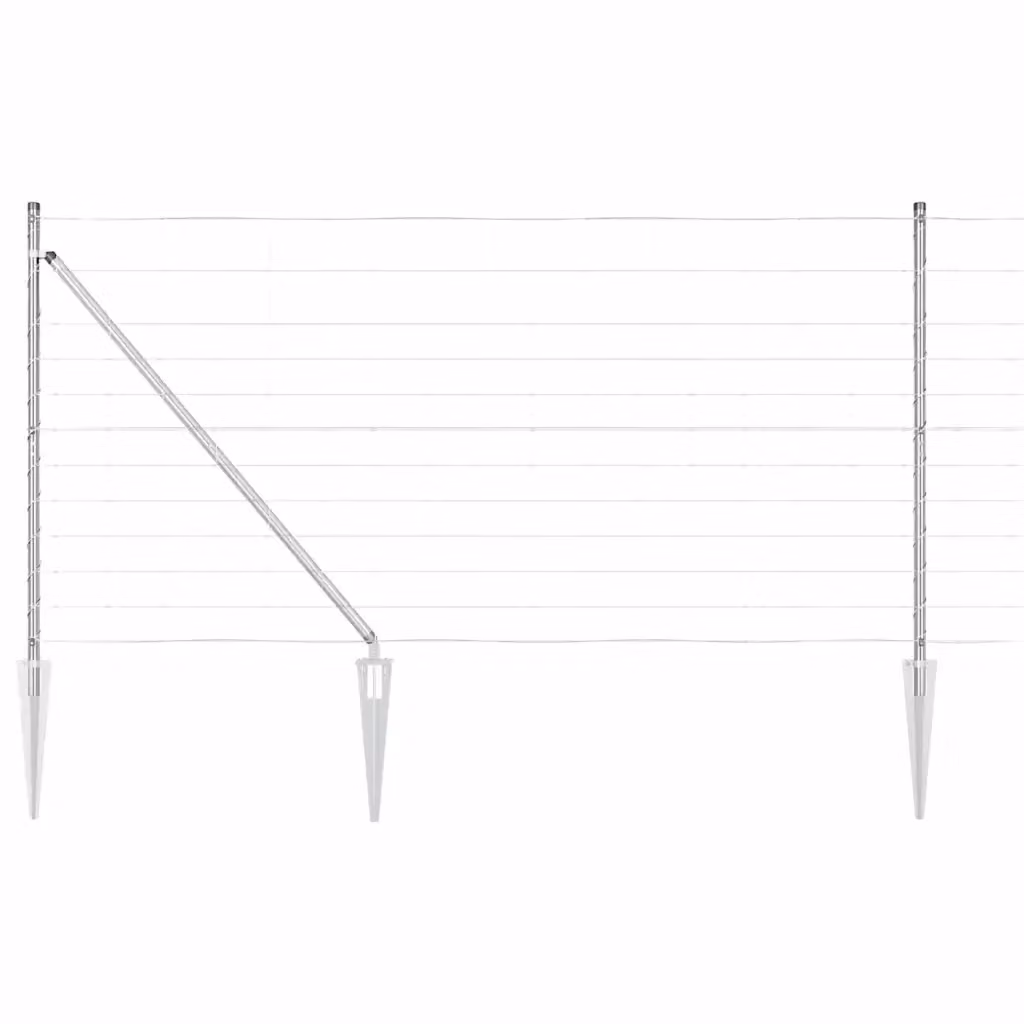 Recinzione in rete saldata con punte vidaXL in acciaio zincato argento, L: 25 m, H: 1,2 m – 2