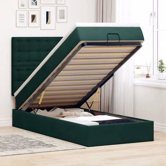 Struttura Letto Pouf con Materassi 90x200 cm in Velluto 3314441