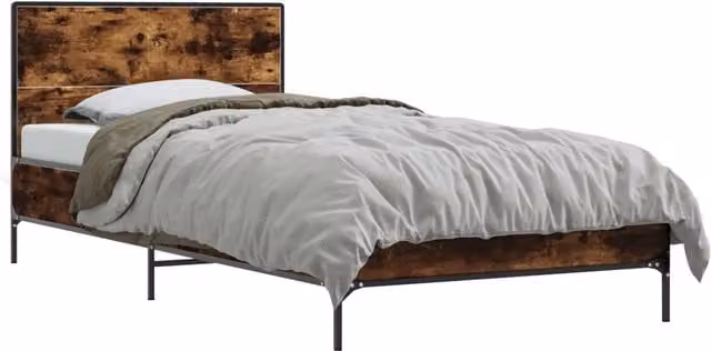 Letto singolo | Letto per adulti | Struttura letto con testata Rovere Fumo 80 x 200 cm