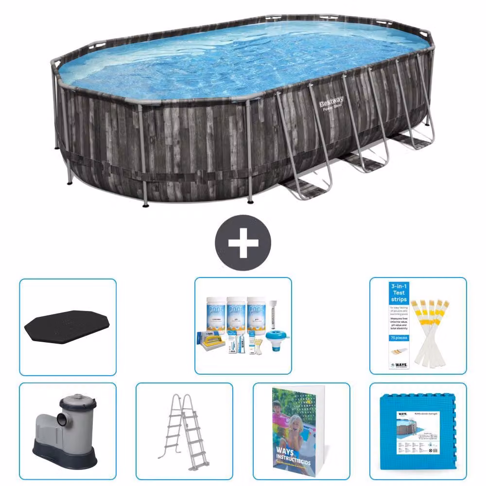 Bestway Power Steel, piscina ovale - 610x366x122 cm - composta da 6 parti - modello S536