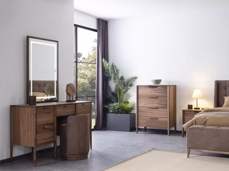 Schminktisch Set Konsole Spiegel material holz Schlafzimmer Möbel Design Hocker