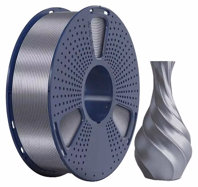 Filamento per stampa 3D, miscela di seta e PLA, compatibile con stampanti FDM, colore grigio