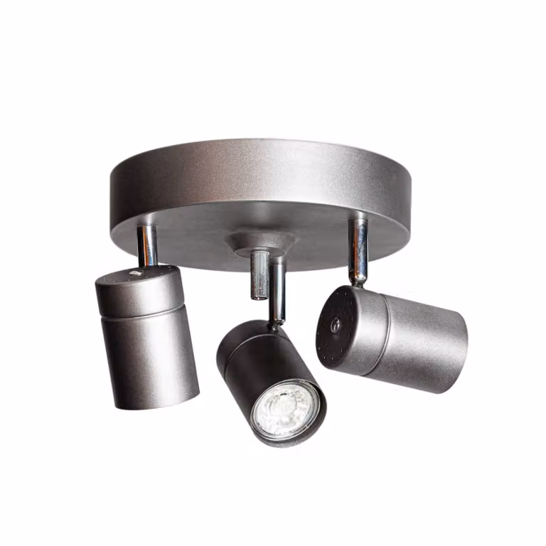 By Rydéns Faretti da soffitto Correct, a 3 luci, grigio dimmerabile, Alluminio / Grigio / Zincato, Soggiorno / Sala da pranzo, Metallo, Moderno, Faretto alogeno