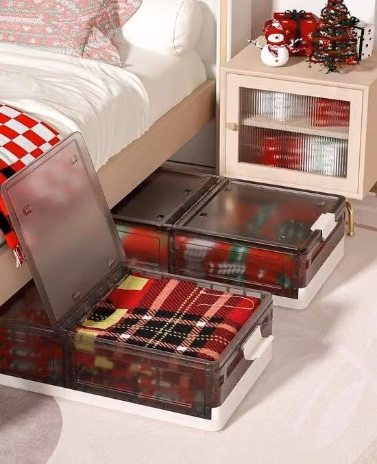 Contenitore di stoccaggio Famanu da 43,5L con coperchio - Set di 2, trasparente marrone