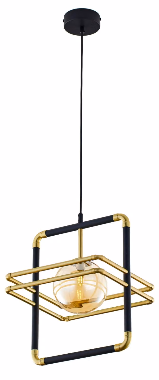 Lampada a sospensione FIORI nero-oro-ambra 1xG9x8W in metallo, dimensioni: 115x29x28,5 cm, IP20, Jupiter