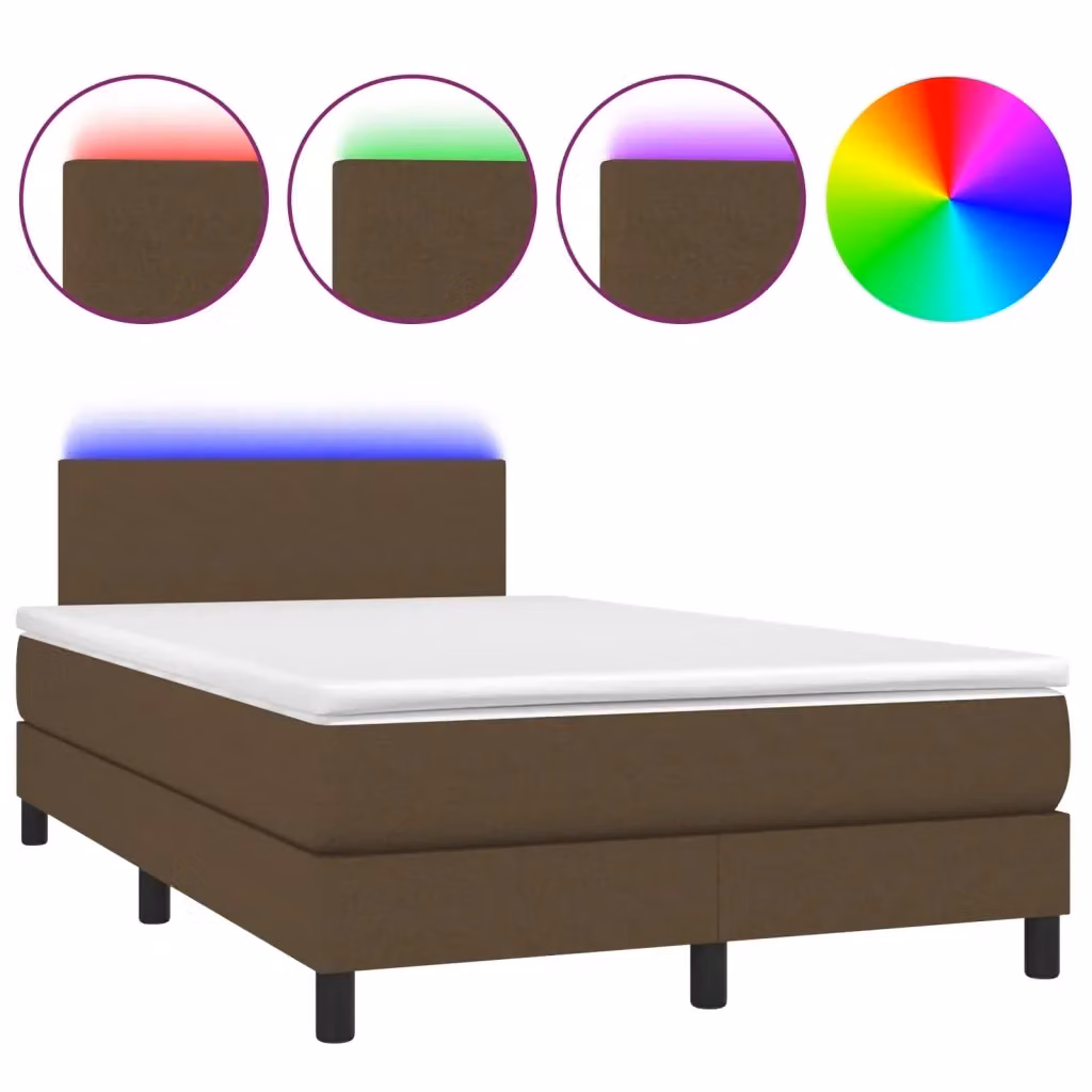 Letto con struttura imbottita e illuminazione LED vidaXL, Marrone e Bianco, L/P: 120 x 200 cm – 2