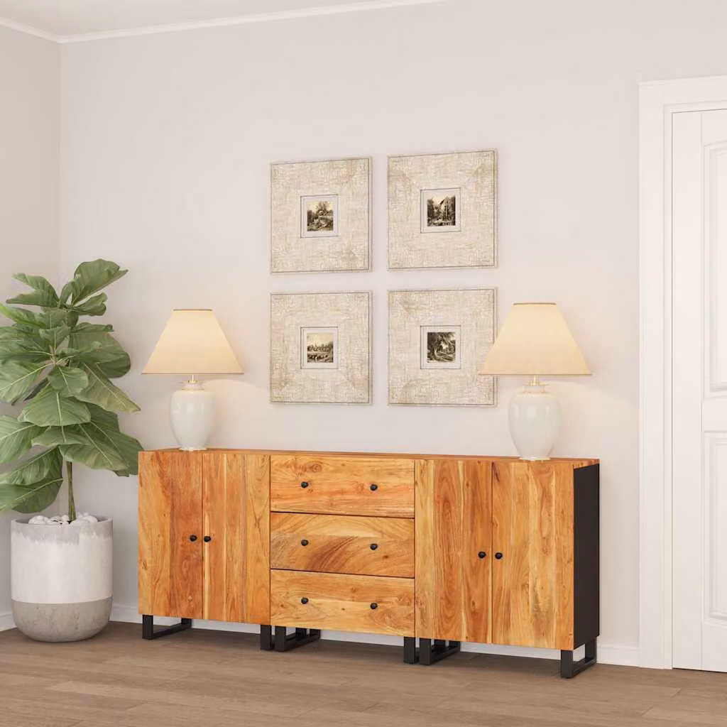 Set di 3 credenze vidaXL in legno di acacia marrone per soggiorno